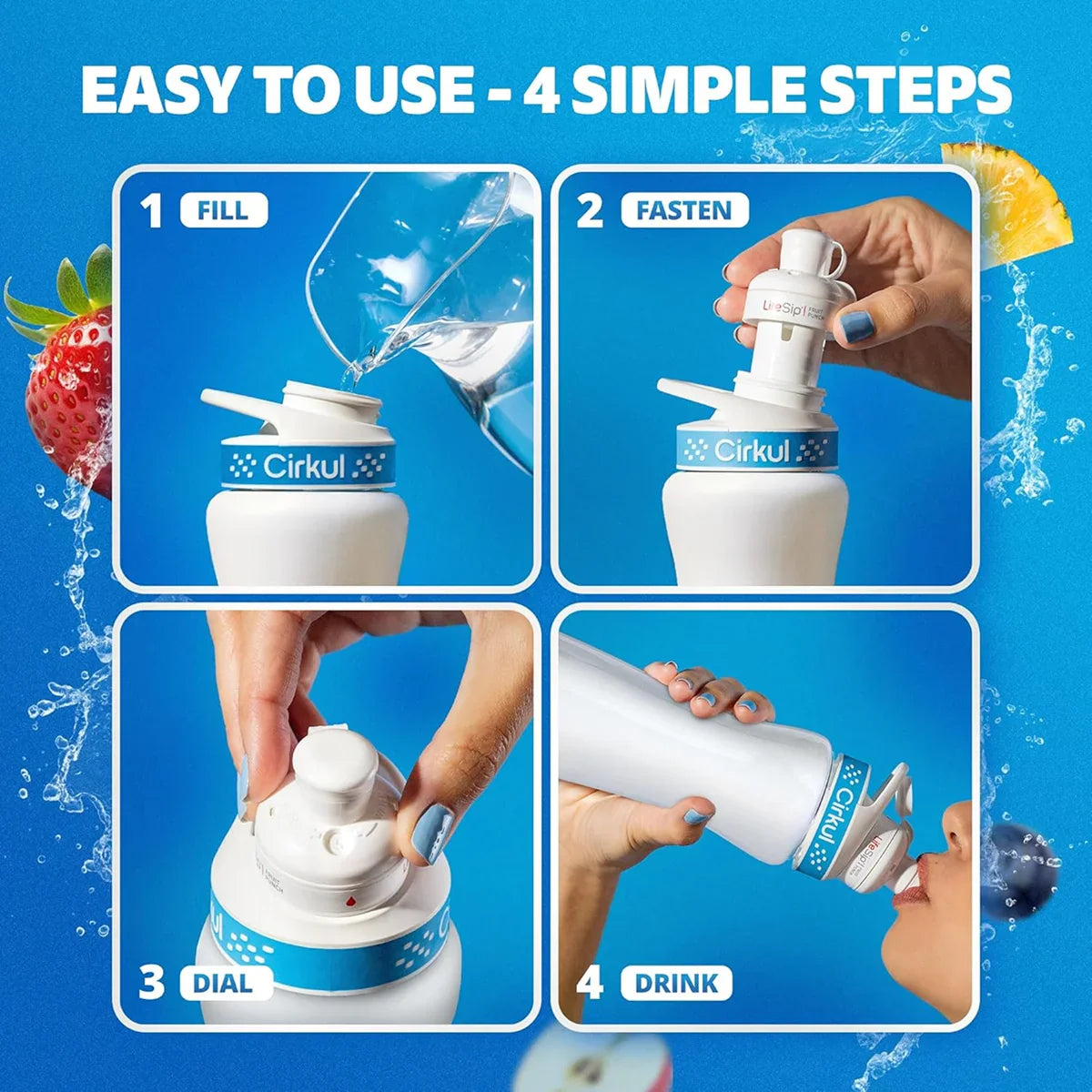 22oz. White Stainless Steel Bottle & Comfort-Grip Lid